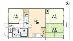 カーサみずの塔 1階3LDKの間取り