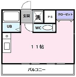 レインボーハウスみもみ ワンルームの間取図画像