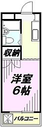 インセゾン弐番館 3階1Kの間取り