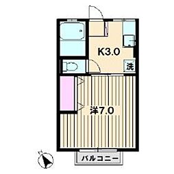 シティハイムケネスA 1Kの間取図画像