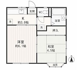 明星荘 2Kの間取図画像