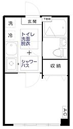 光和パレス 2階1Kの間取り