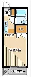 リスタ所沢 1Kの間取図画像
