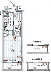 ParkWell東大前 1Kの間取図画像