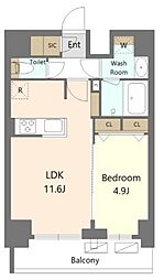 エスレジデンス新宿早稲田アヴェリス 6階1LDKの間取り