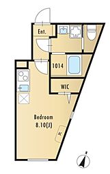 ルオーレ田端 5階ワンルームの間取り