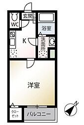 MQuarto柏 2階1Kの間取り