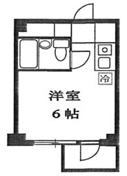 東村山ペガサスビル B館 4階ワンルームの間取り