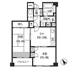 サニーヒルズあざみ野 2DKの間取図画像