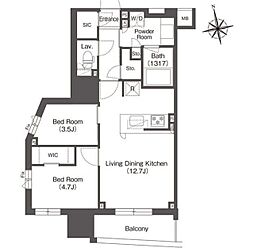 コンフォリア東上野 12階2LDKの間取り