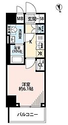 プレールドゥーク銀座イースト2 1Kの間取図画像
