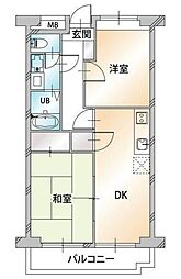 第2八千代ビル 2DKの間取図画像