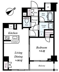 都営大江戸線 新江古田駅 徒歩10分の賃貸マンション 5階1LDKの間取り