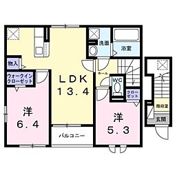 ヴィラ　ボヌール 2階2LDKの間取り