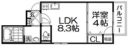wealthy桜町 1LDKの間取図画像