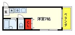 ブルーウィロー ワンルームの間取図画像