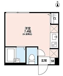 MRK明大前 2階ワンルームの間取り