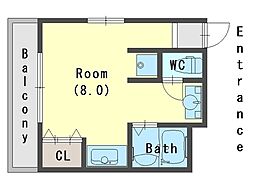 神戸市西神・山手線 湊川公園駅 徒歩12分の賃貸アパート 1階ワンルームの間取り