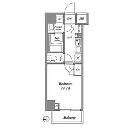 ジェノヴィア本所吾妻橋スカイガーデン 1Kの間取図画像