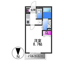 近鉄大阪線 弥刀駅 徒歩8分の賃貸アパート 1階1Kの間取り