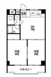 AMENITY栄 2DKの間取図画像