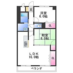 パティナF 1階2LDKの間取り