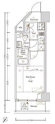 Log登戸station west 1Kの間取図画像