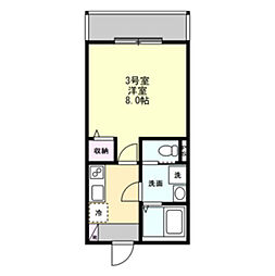 ベイルームシャトン橋本 1Kの間取図画像