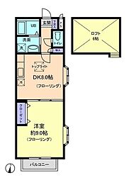 プレシアスコート 1DKの間取図画像