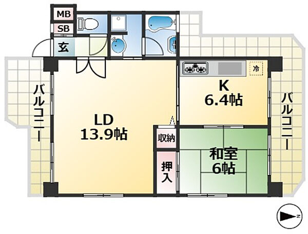 ライオンズマンション六甲口 ｜兵庫県神戸市灘区森後町２丁目(賃貸マンション1LDK・7階・57.51㎡)の写真 その2