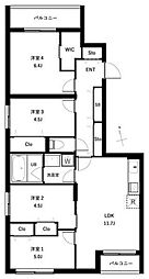 ＣＯＥＵＲ ＢＬＡＮＣ西荻窪 5階4LDKの間取り