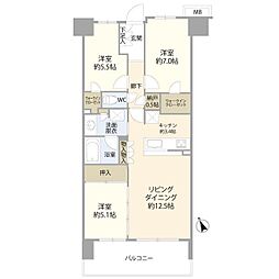 オハナふじみ野上野台ブロッサム 10階3LDKの間取り