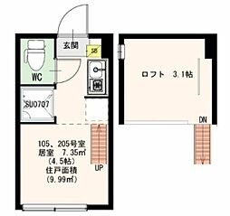ラ・フォレスタ 2階ワンルームの間取り