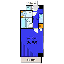 JR京浜東北・根岸線 大森駅 徒歩9分の賃貸マンション 7階1Kの間取り