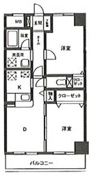 グレースコート妙典 6階2DKの間取り