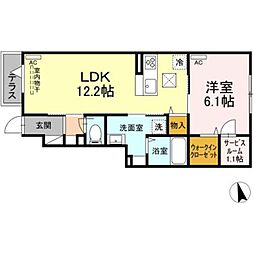 アヴァンス細田 1階1LDKの間取り