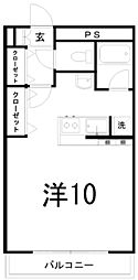 ユニティー二葉 ワンルームの間取図画像