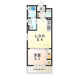ピレーネ赤川 1LDKの間取図画像