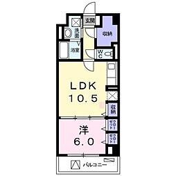 カーサブライト・DDS 2階1LDKの間取り