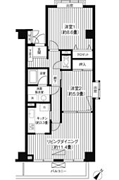メゾン芝浦 2LDKの間取図画像