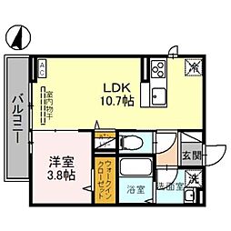 （仮）D-ROOM新和4丁目 2階1LDKの間取り