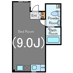 アルターナ上原 1階ワンルームの間取り