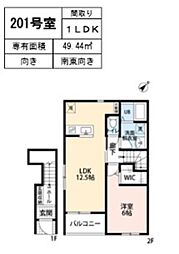 リーブルファイン川口東本郷 1LDKの間取図画像