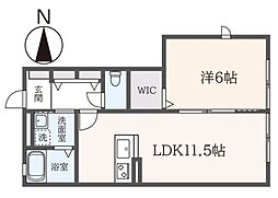 ｇｒａｄｉｔｏ　欅　I 1階1LDKの間取り