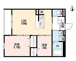 相模原市中央区相模原3丁目アパート 2LDKの間取図画像
