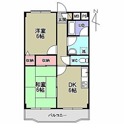 メゾンフジ 2DKの間取図画像