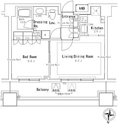 パークアクシス御茶ノ水ステージ 12階1LDKの間取り
