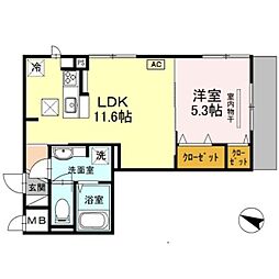 神戸高速南北線 新開地駅 徒歩10分の賃貸アパート 3階1LDKの間取り