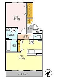 リビングタウン北越谷B 1LDKの間取図画像