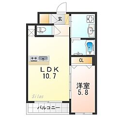 大塚ガーデンプレイス 1LDKの間取図画像